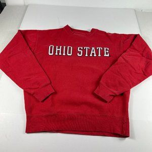 Ohio State Buckeyes NCAA Sweatshirt Adult Small Red & White Faded Logo Crewneck